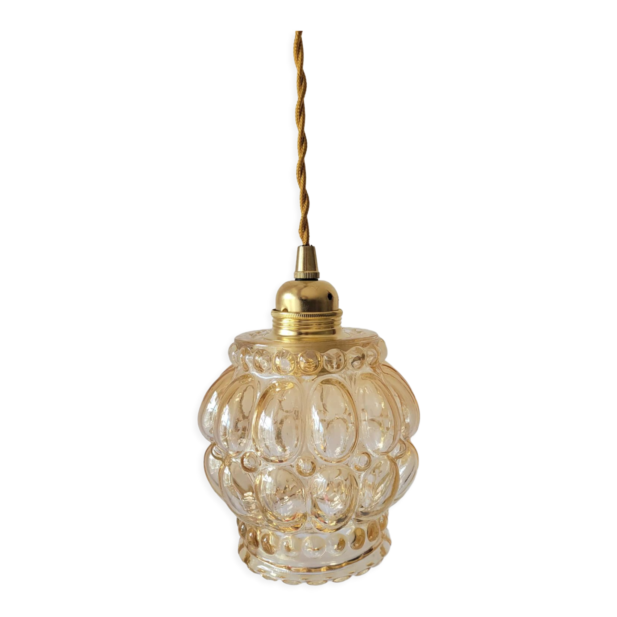 Amber molded glass pendant lamp