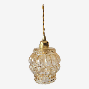 Amber molded glass pendant lamp
