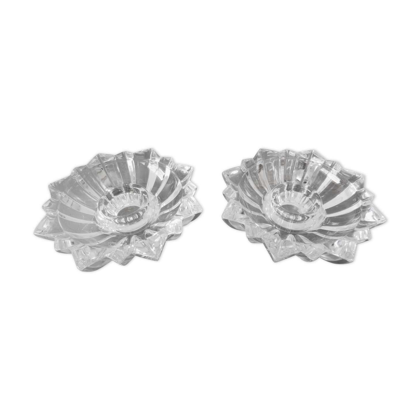 Pair of antique crystal candle holders