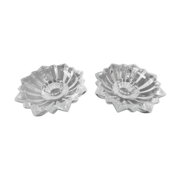 Pair of antique crystal candle holders
