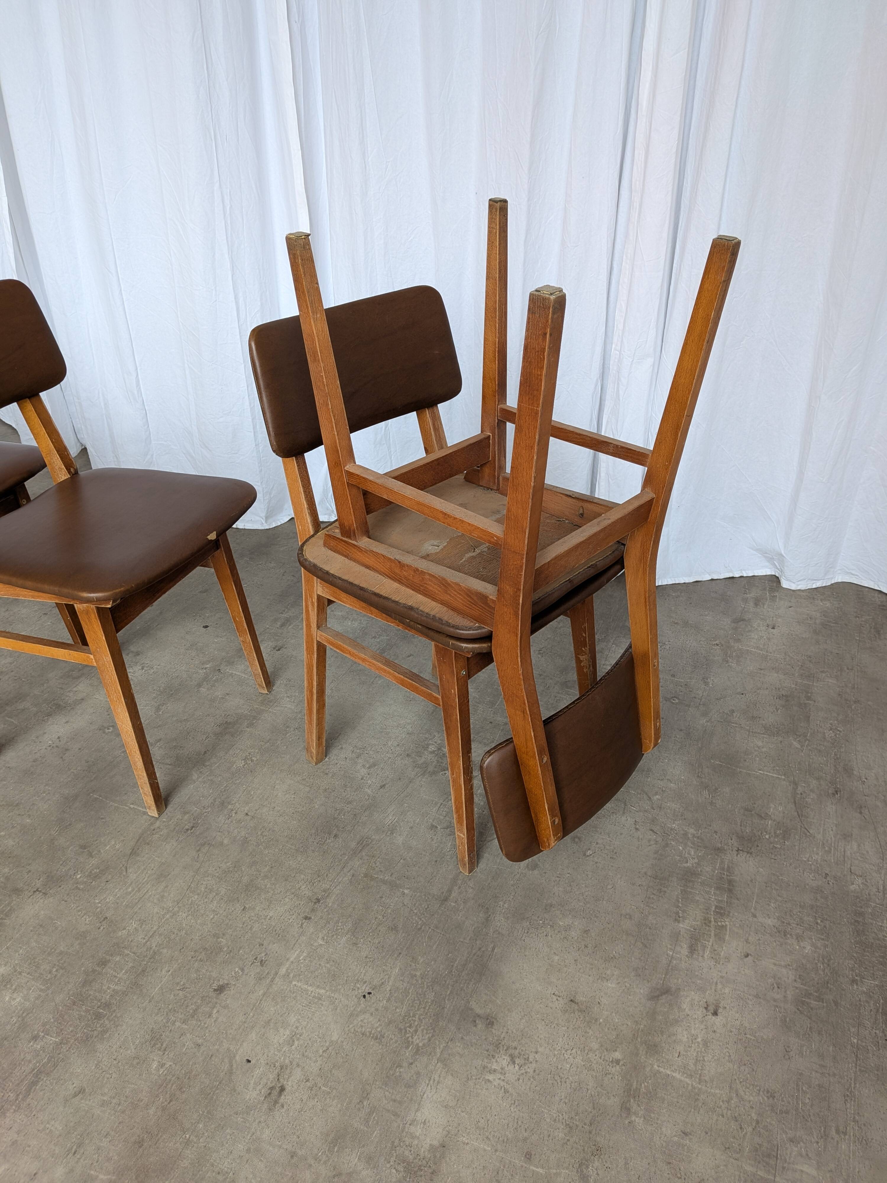 Vintage STOL Kamnik Dining Chair: 1970s Yugoslavian Mid-Century Leather Bis