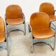 Set of eight cognac leather Dialogo Dessau dining chairs by Afra E Tobia Scarpa