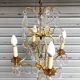 Rare antique cage chandelier in gilded bronze and crystal, 4 lights / WORKING CONDITION GAU?