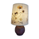 Lampe à poser en verre et abat jour en fleurs séchées.