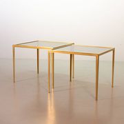 Solid Brass Side Tables with Smokey Glass Top by Vereinigte Werkstatten 70s