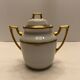 Antique sugar bowl porcelain from Limoges Paroutaud Frères P.P. Greek frieze gold