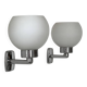 Pair of vintage wall lights, chrome and opaline glass, France, 1970