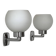 Pair of vintage wall lights, chrome and opaline glass, France, 1970