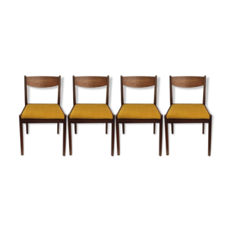 Series of 4 mustard velvet chairs