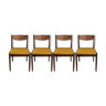 Série de 4 chaises velours moutarde