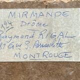 Tableau hsp "vue de mirmande" drôme, village et vigne signé raymond rigal