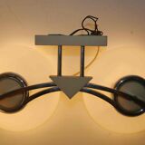 Pair of 60s wall lights in metal and opaline