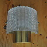 Scandinavian wall lamp, glass and brass, Carl Fagerlund, Sweden, 1965