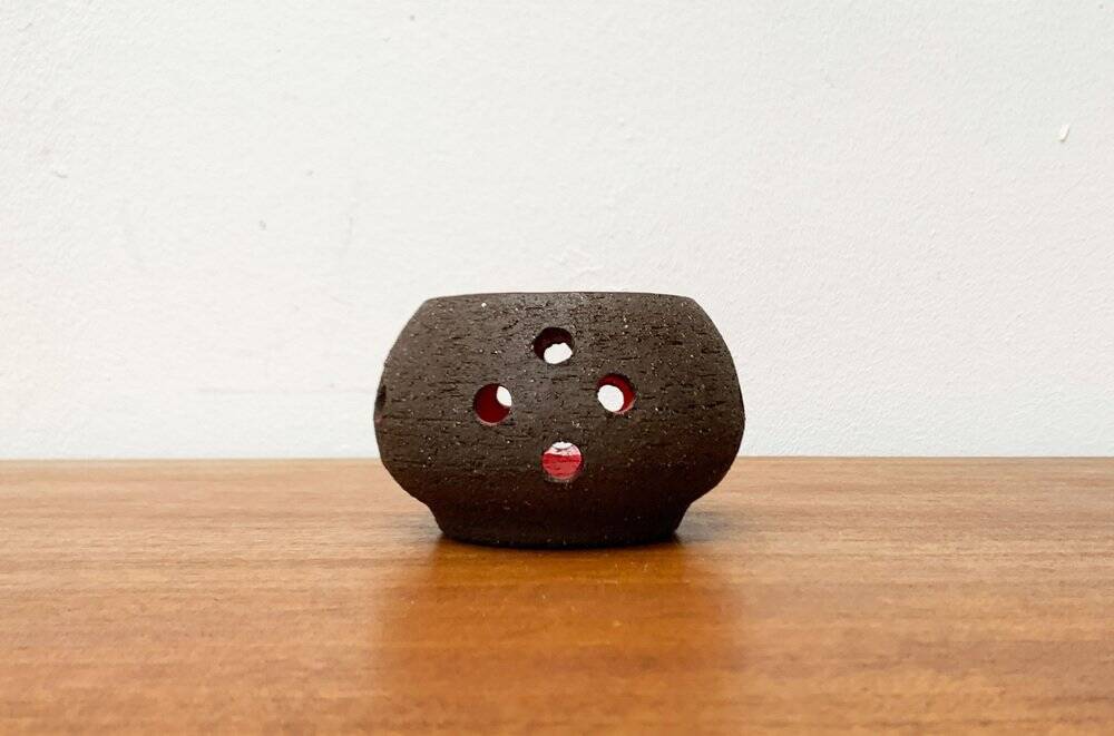 Bougeoir en céramique danois brutaliste du milieu du siècle de Lehmann Pottery, années 1960