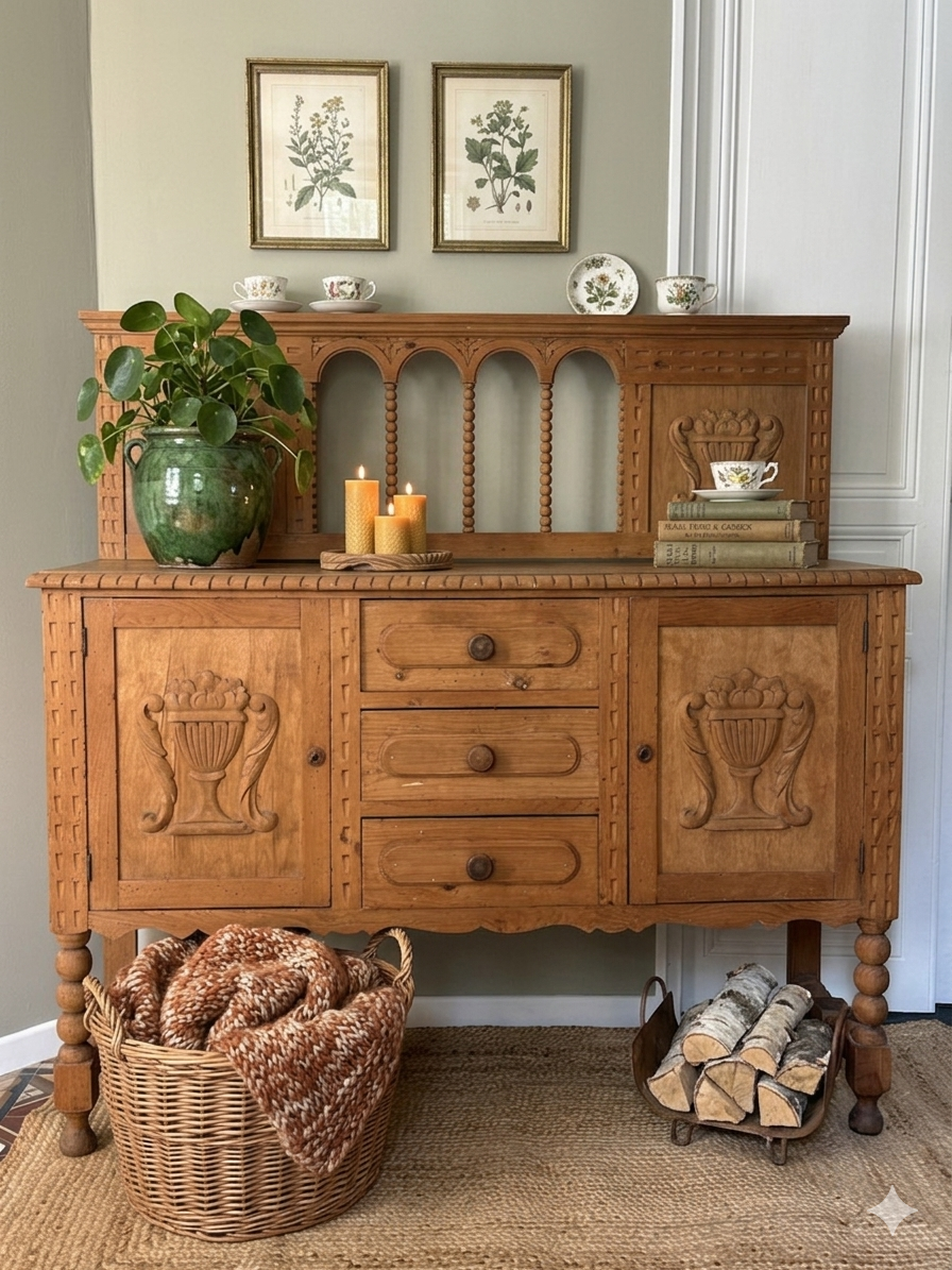 Carved wooden sideboard