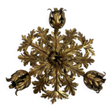 1960s gilt toleware ceiling light by Banci