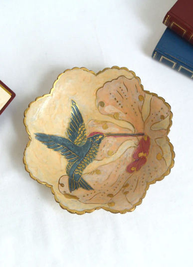 Brass hummingbird cup