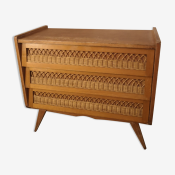 Commode vintage rotin, osier