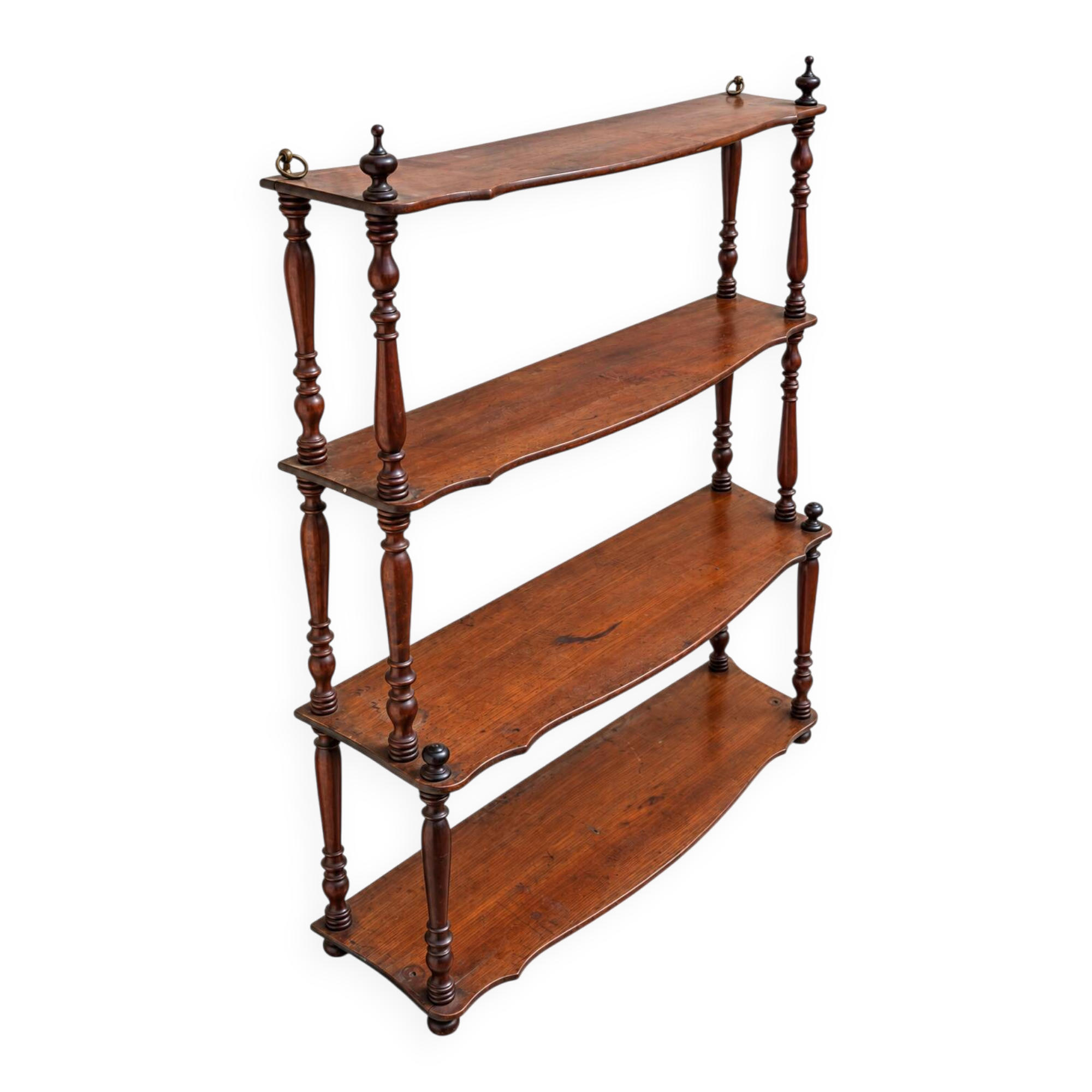 Antique Napoleon III wall shelf in turned wood, 4 shelves, 19th century.