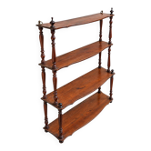Étagère murale ancienne Napoléon III en bois tourné, 4 plateaux, XIXe