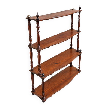 Antique Napoleon III wall shelf in turned wood, 4 shelves, 19th century.