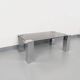 Table basse italienne vintage cidue en verre fumé et métal chromé des années 70