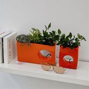 Paire de céramiques Space Age orange années 70