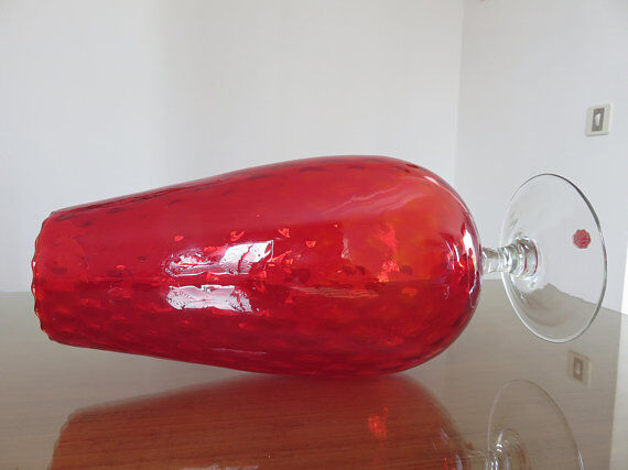 Italy 60s 70s red glass vase