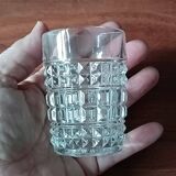 6 small vintage textured clear glasses