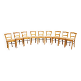 Suite of 9 straw chairs