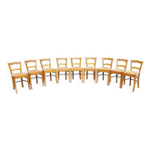 Suite of 9 straw chairs