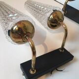 Double wall light in molded glass and brass