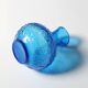 Vintage Small Blue Pressed Glass Vase with Flowers Pattern / Italy / 1960