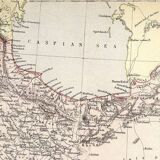 Antique  map of persia (iran) afghanistan, baluchistan. persian gulf. caspian 1886 map