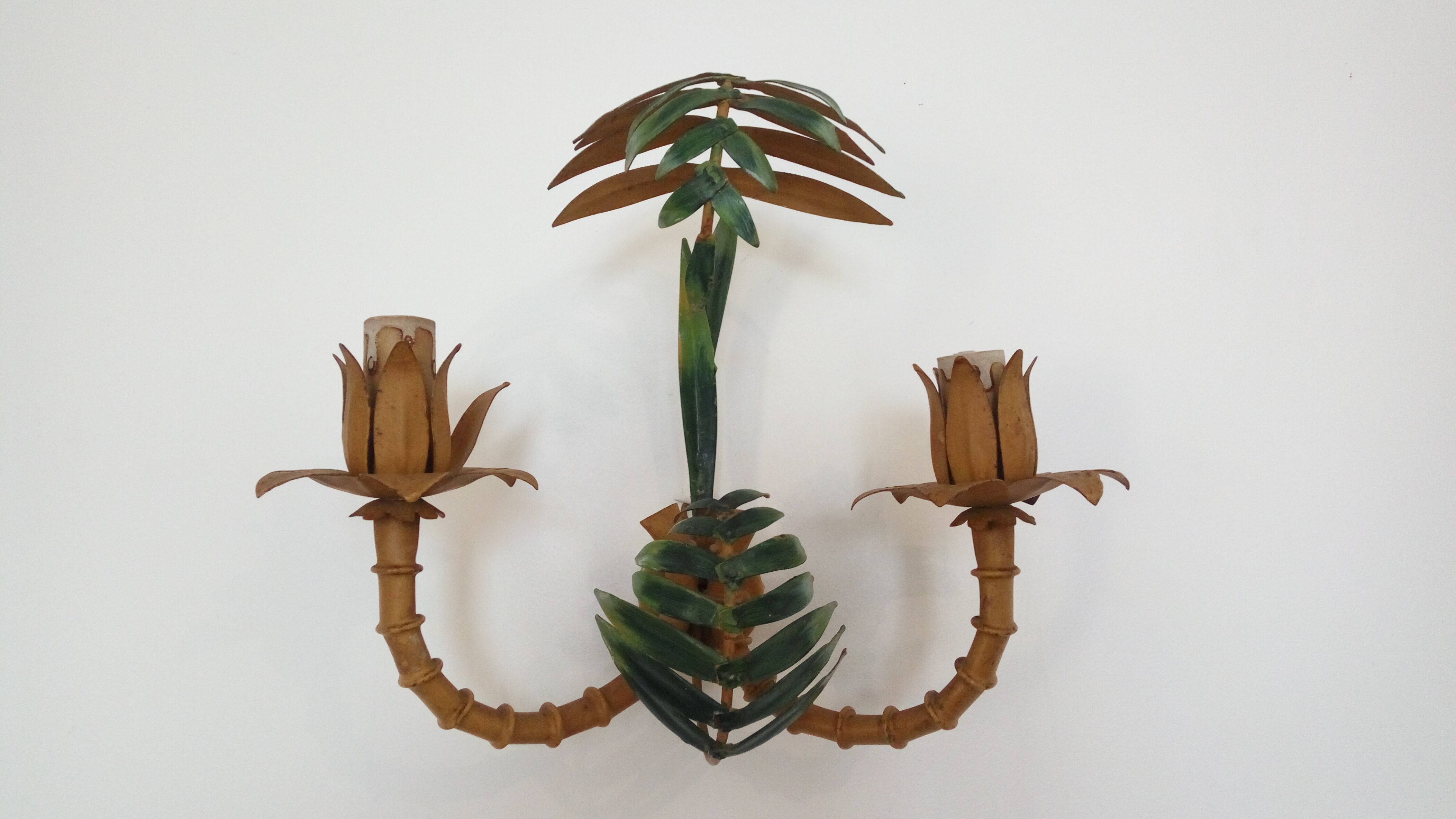 Vintage bamboo wall lamp