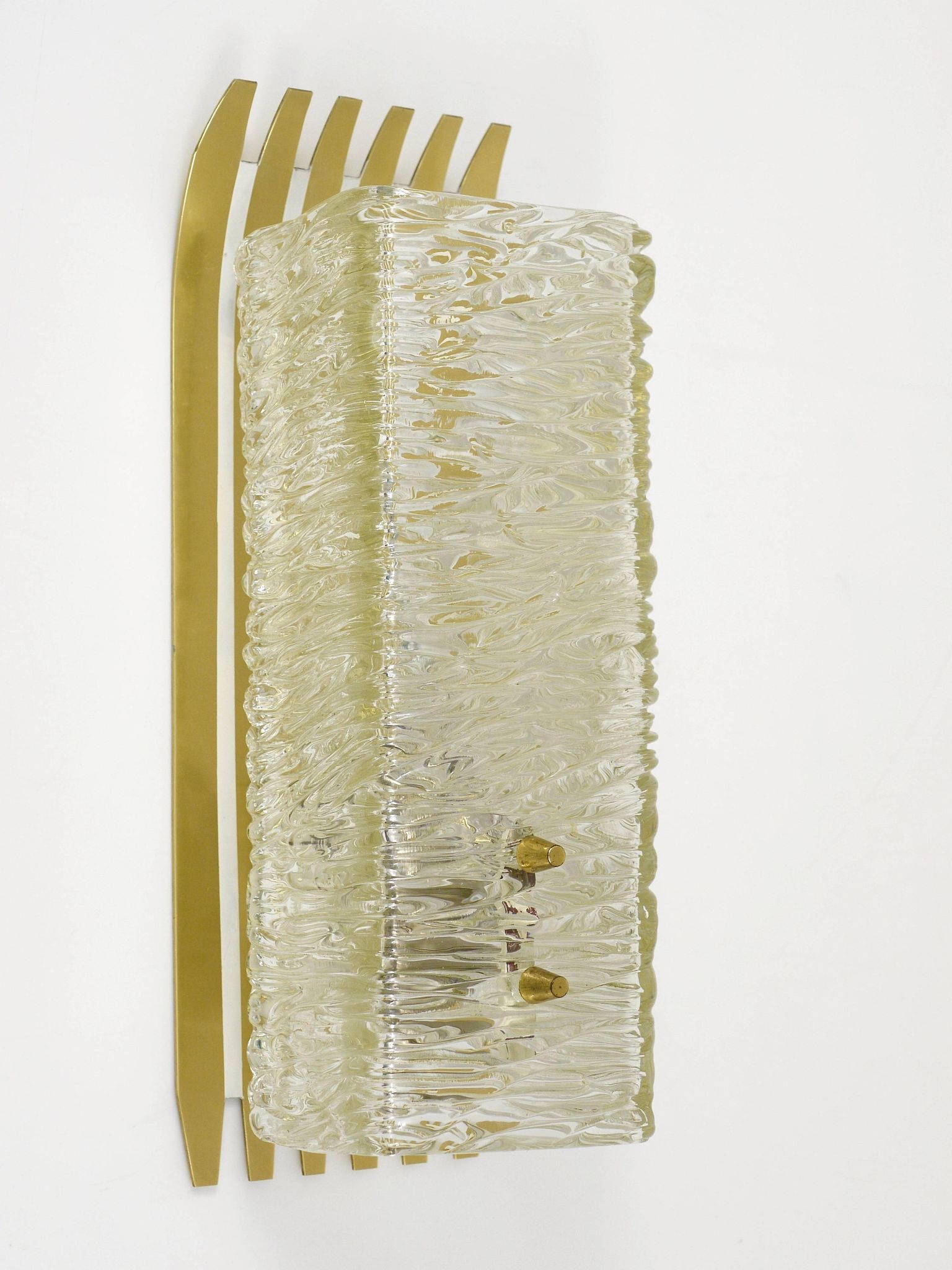 J.T. Kalmar Vienna Pair of Wall Sconces in Brass and Glass, Austria, 1950s