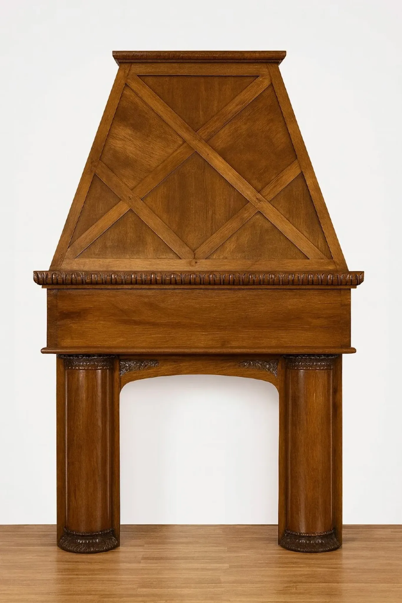 Important architectural fireplace made of solid wood, dating from the 19th century.