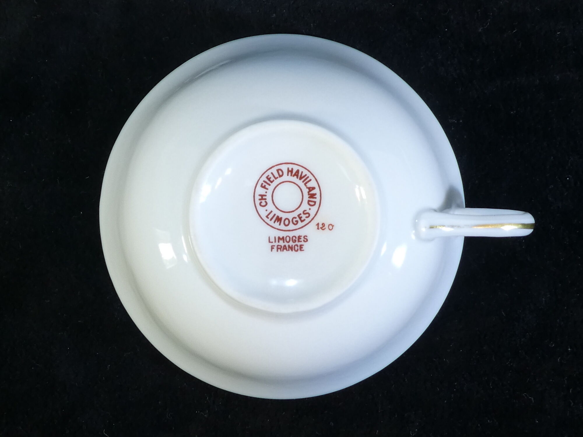 Pair of dejeuner cup and porcelain cup ch. field haviland limoges