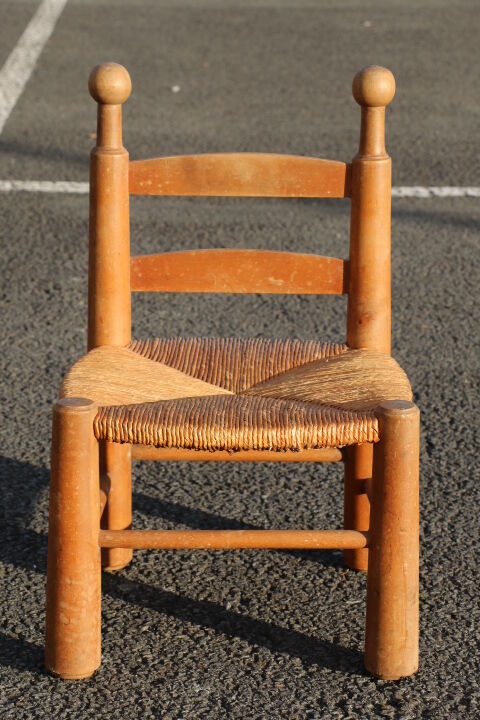 Chaise enfant paille et bois  Selency