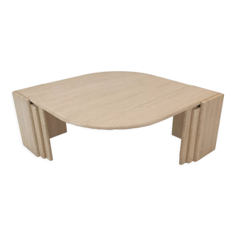 Table basse en travertin italien, années 1980