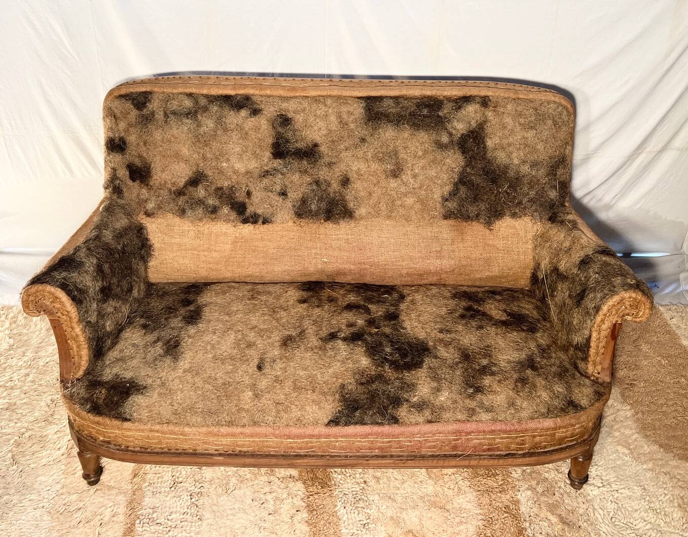19th century Louis Philippe 3-seater sofa in walnut, ready to upholster