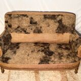 Louis Philippe 19th century 3-seater sofa in walnut, ready to upholster