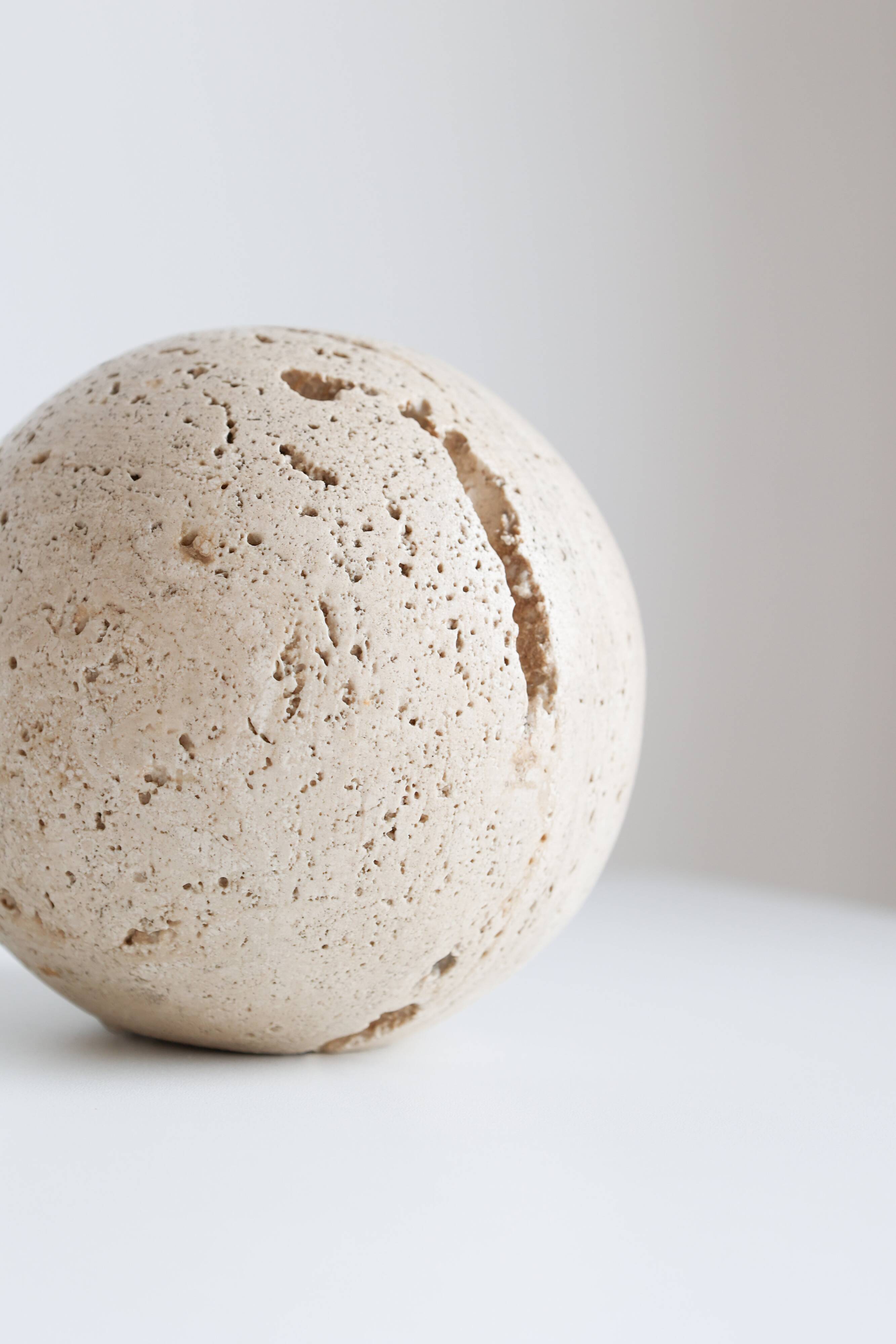 Vintage travertine decorative sphere, 1980s, Italy.