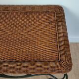 Rattan and wrought iron coffee table