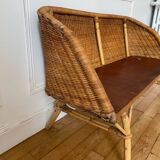 Banc en rotin enfant vintage