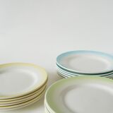 Set of 5 Tie & Dye Blue dessert plates, 1960