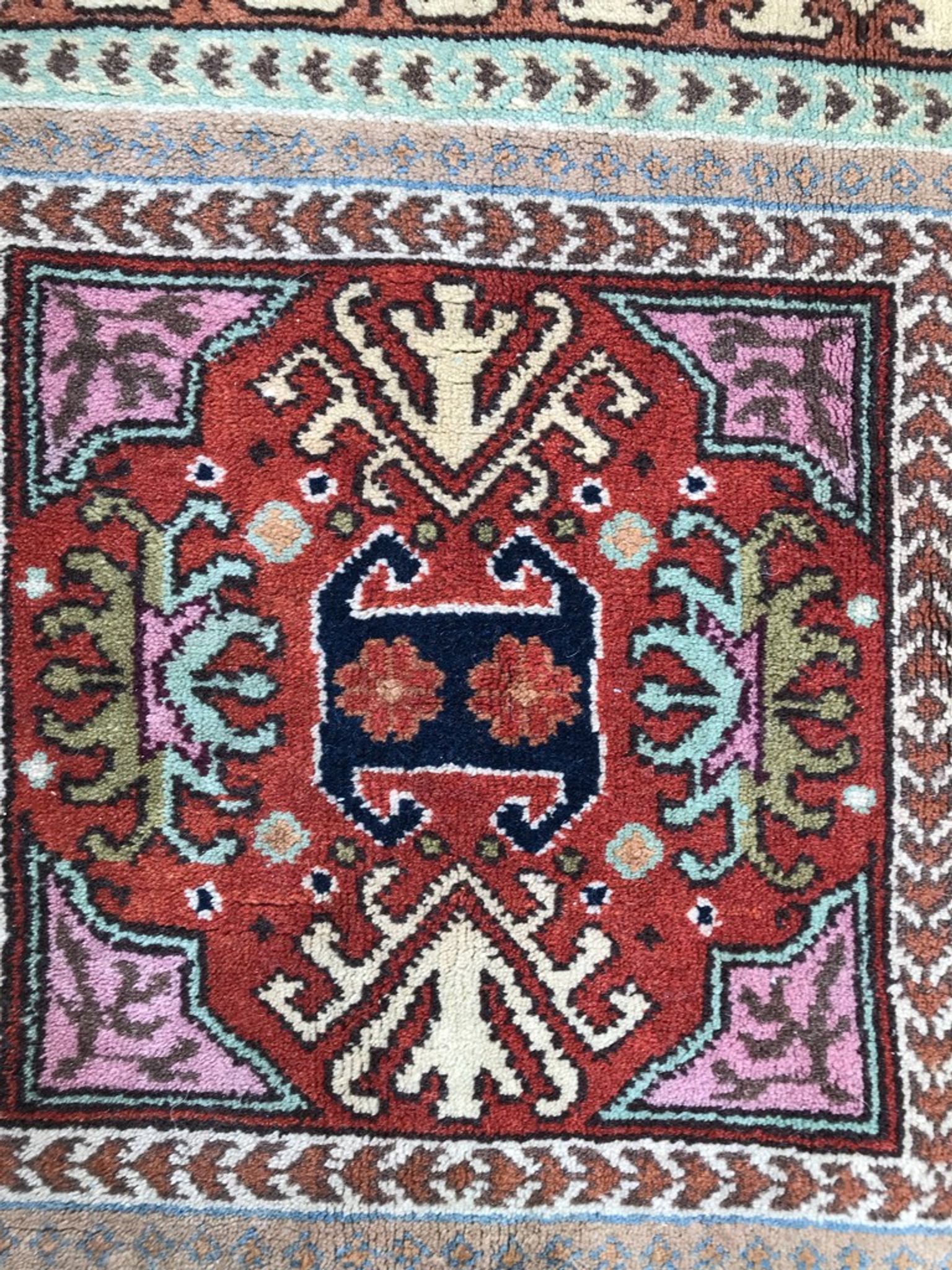 Old hand made square transylvania oriental rug wool 182 x 182