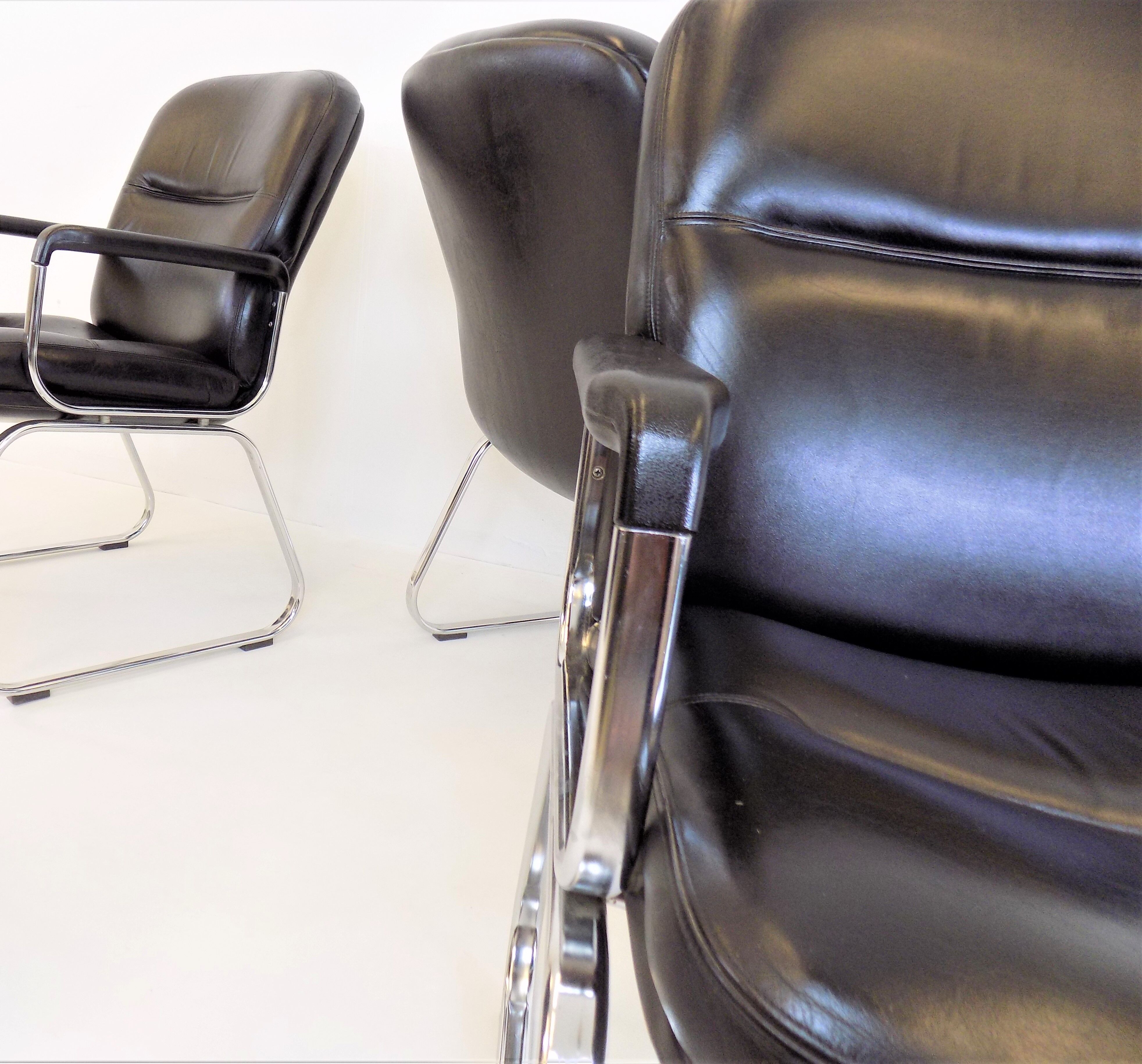 Set of 4 leather office chairs by Grahl