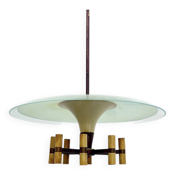 Lustre à disque de verre courbé