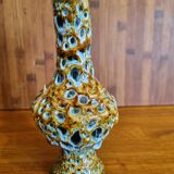 Ceramic ewer vase from La poterie du Cyclope in honey enamels